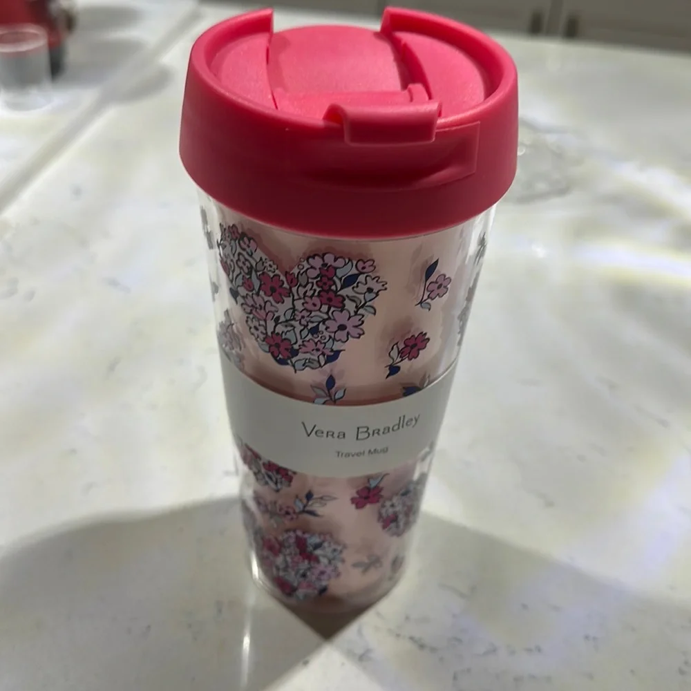 Vera Bradley Hearts Garden Travel Mug 16 oz - Picture 1 of 2